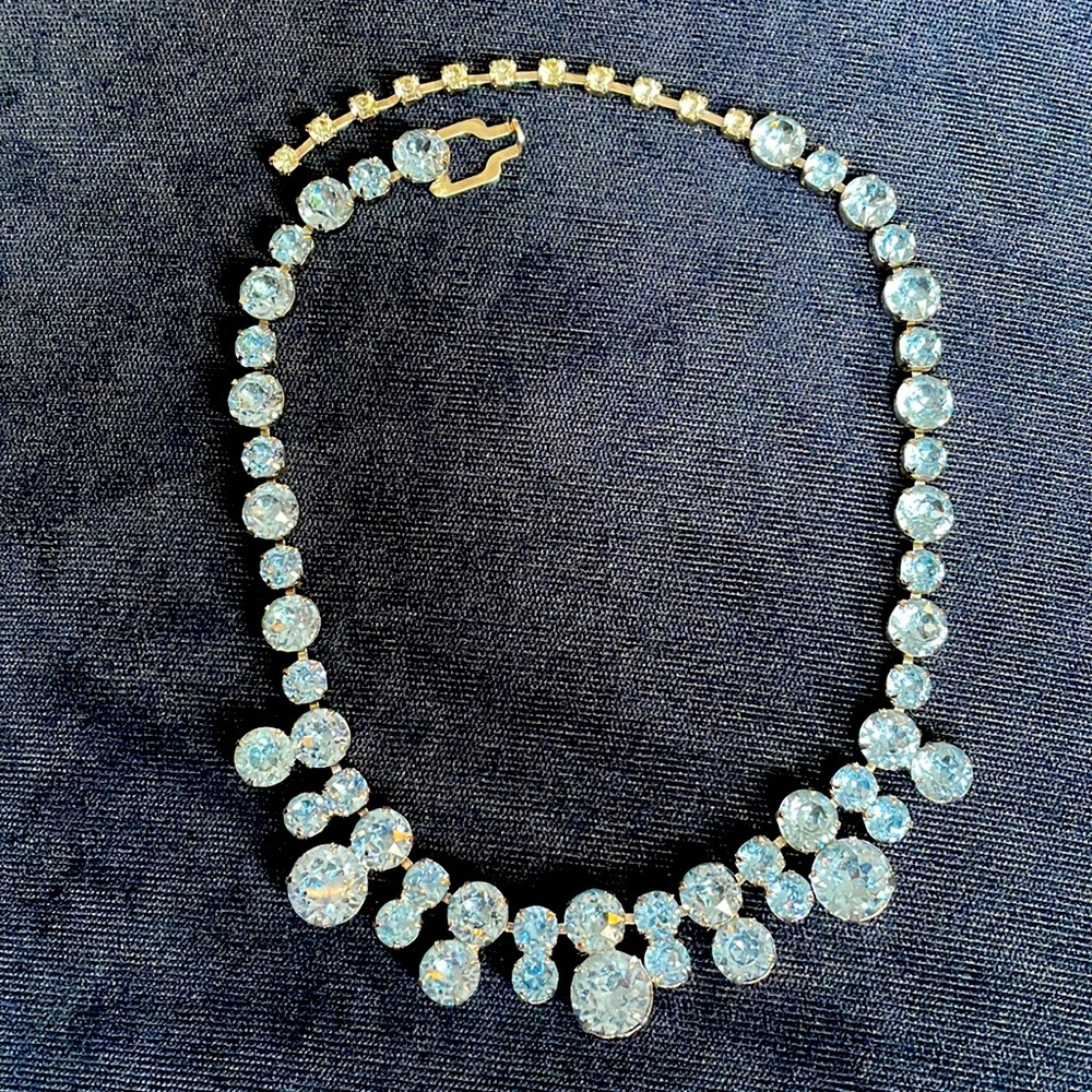 Blue vintage rhinestone choker necklace
